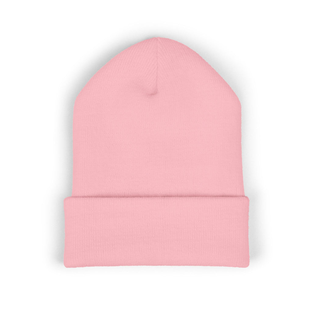 Embroidered 'VYRA' Cuffed Beanie — Gothic Logo Knit Hat