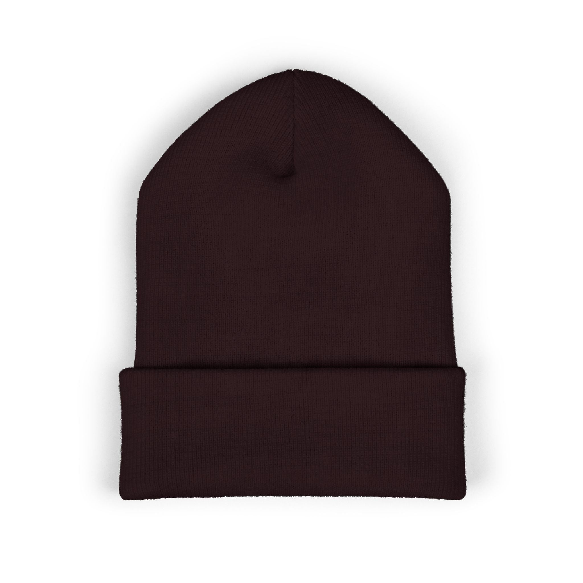 Embroidered 'VYRA' Cuffed Beanie — Gothic Logo Knit Hat