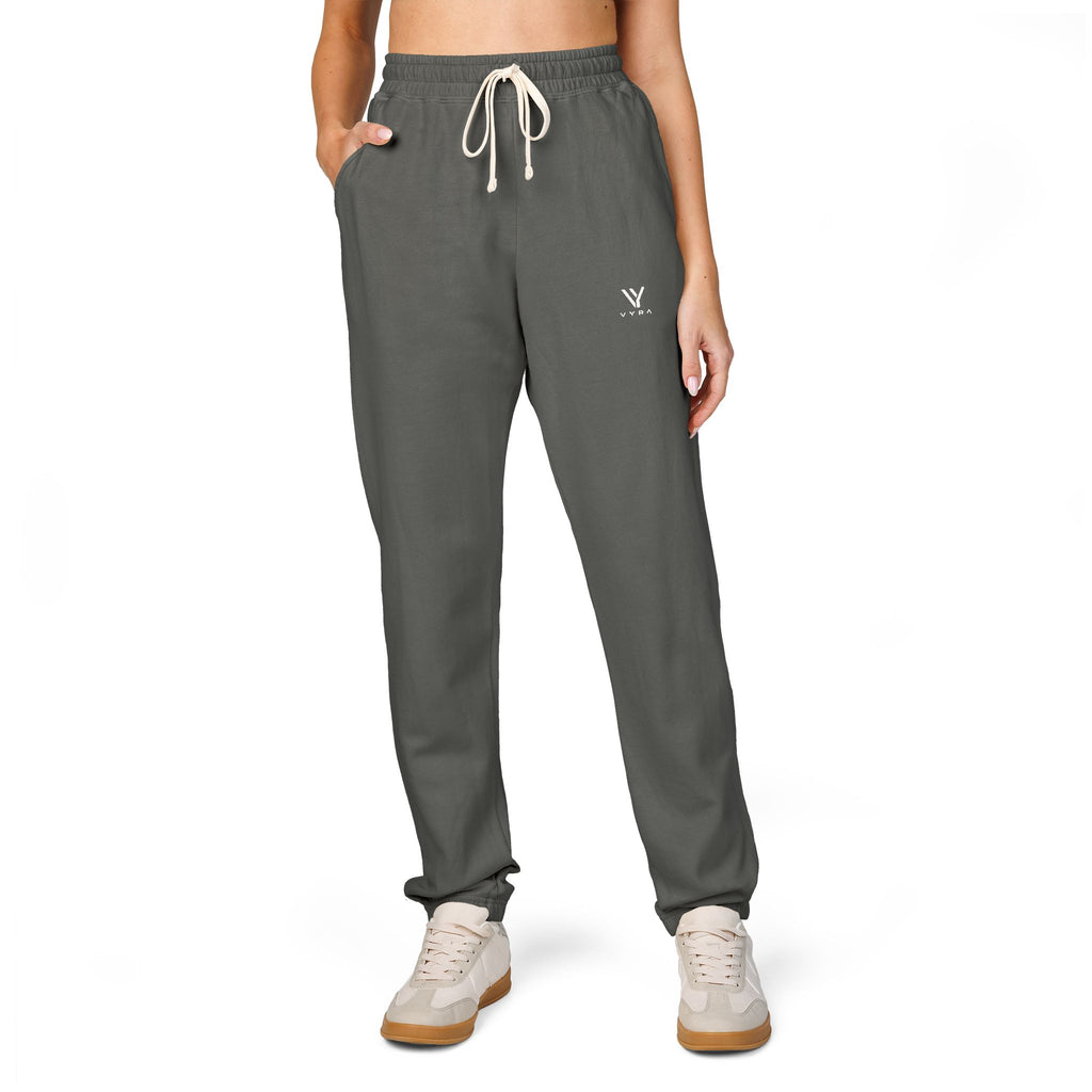 Minimal Logo Sweatpants — Garment-Dyed Fleece Joggers