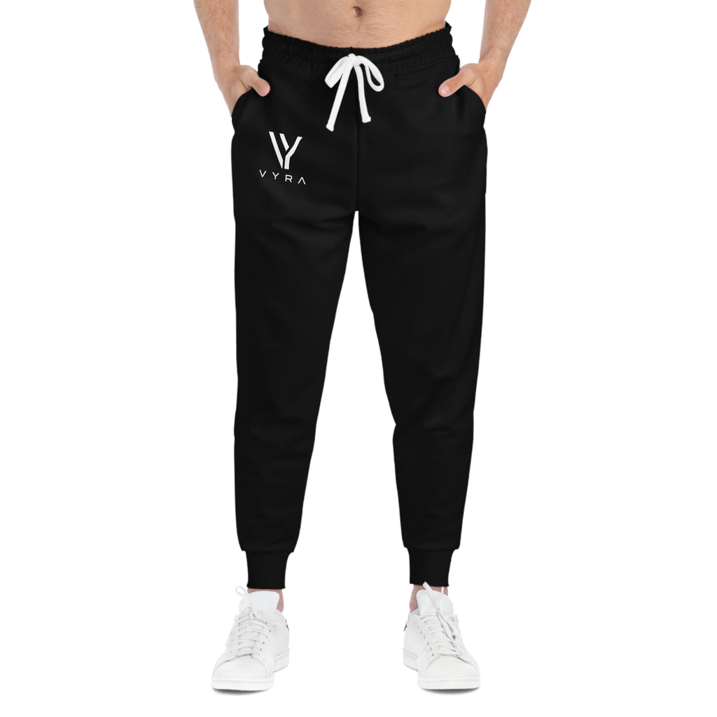 Vyra Athletic Joggers — Minimal Logo Black Sweatpants for Gym & Streetwear