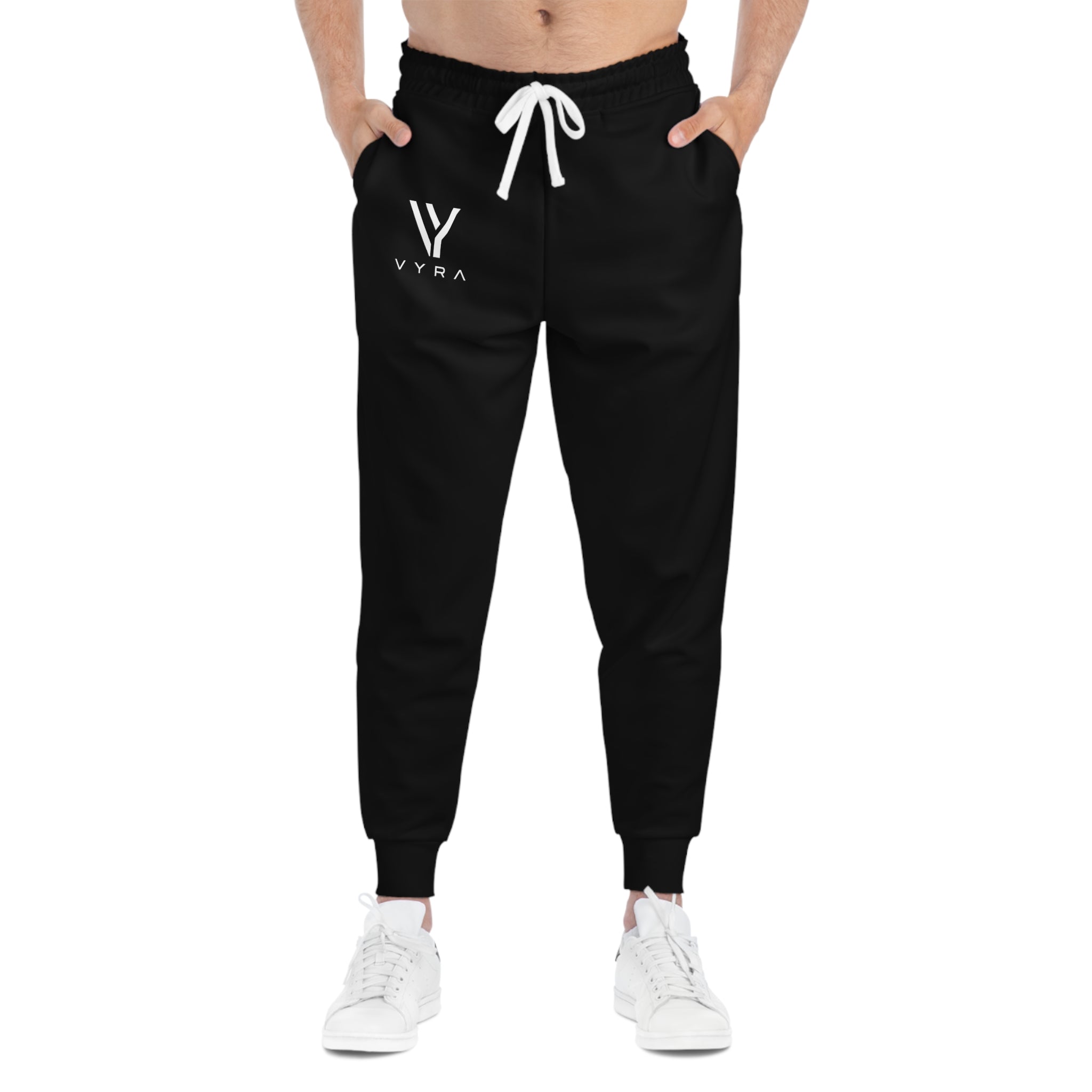 Vyra Athletic Joggers — Minimal Logo Black Sweatpants for Gym & Streetwear