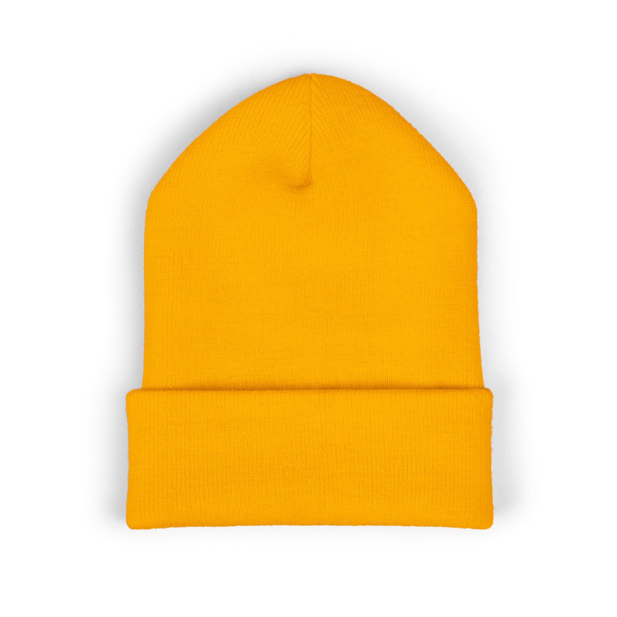 Embroidered 'VYRA' Cuffed Beanie — Gothic Logo Knit Hat