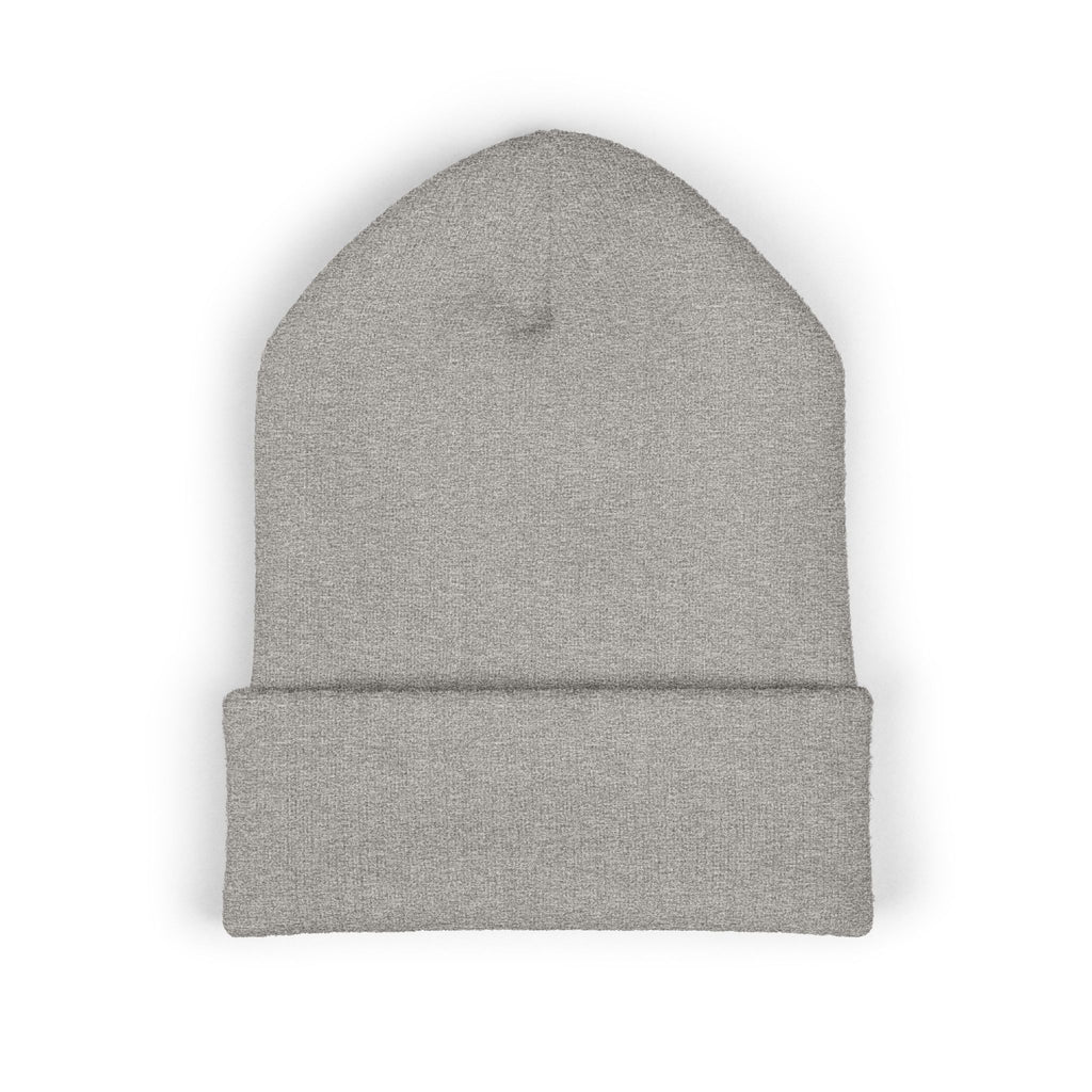 Embroidered 'VYRA' Cuffed Beanie — Gothic Logo Knit Hat