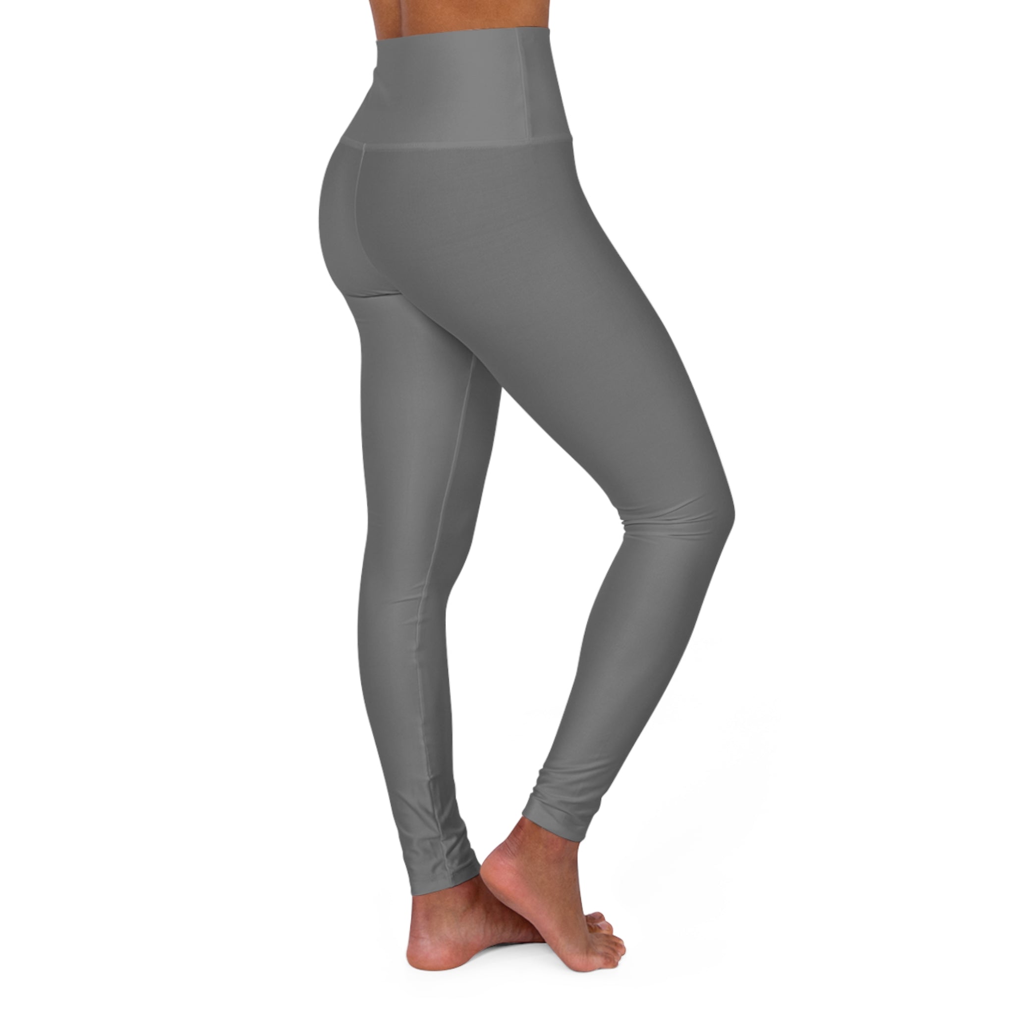 Minimal Logo High-Waisted Yoga Leggings — Grey All-Over Print