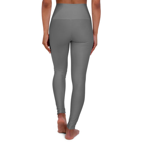 Minimal Logo High-Waisted Yoga Leggings — Grey All-Over Print