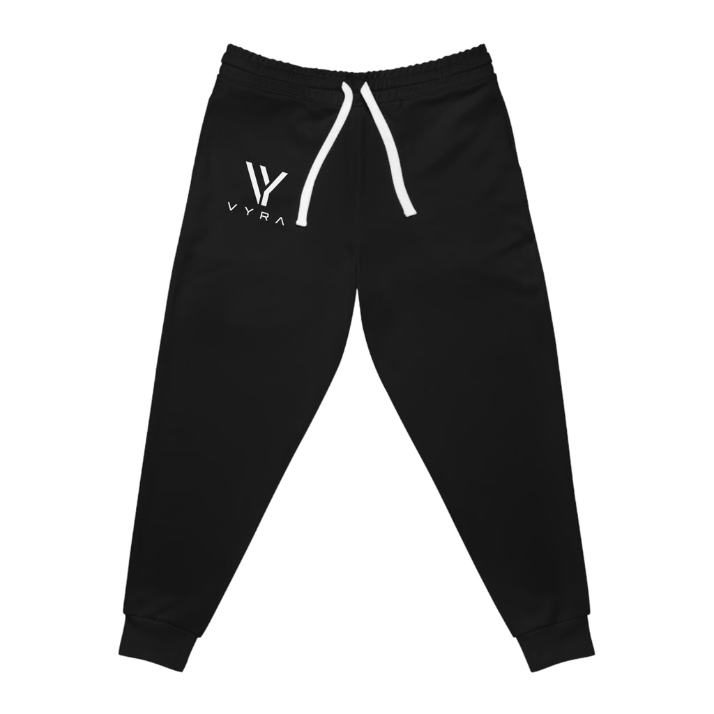 Vyra Athletic Joggers — Minimal Logo Black Sweatpants for Gym & Streetwear