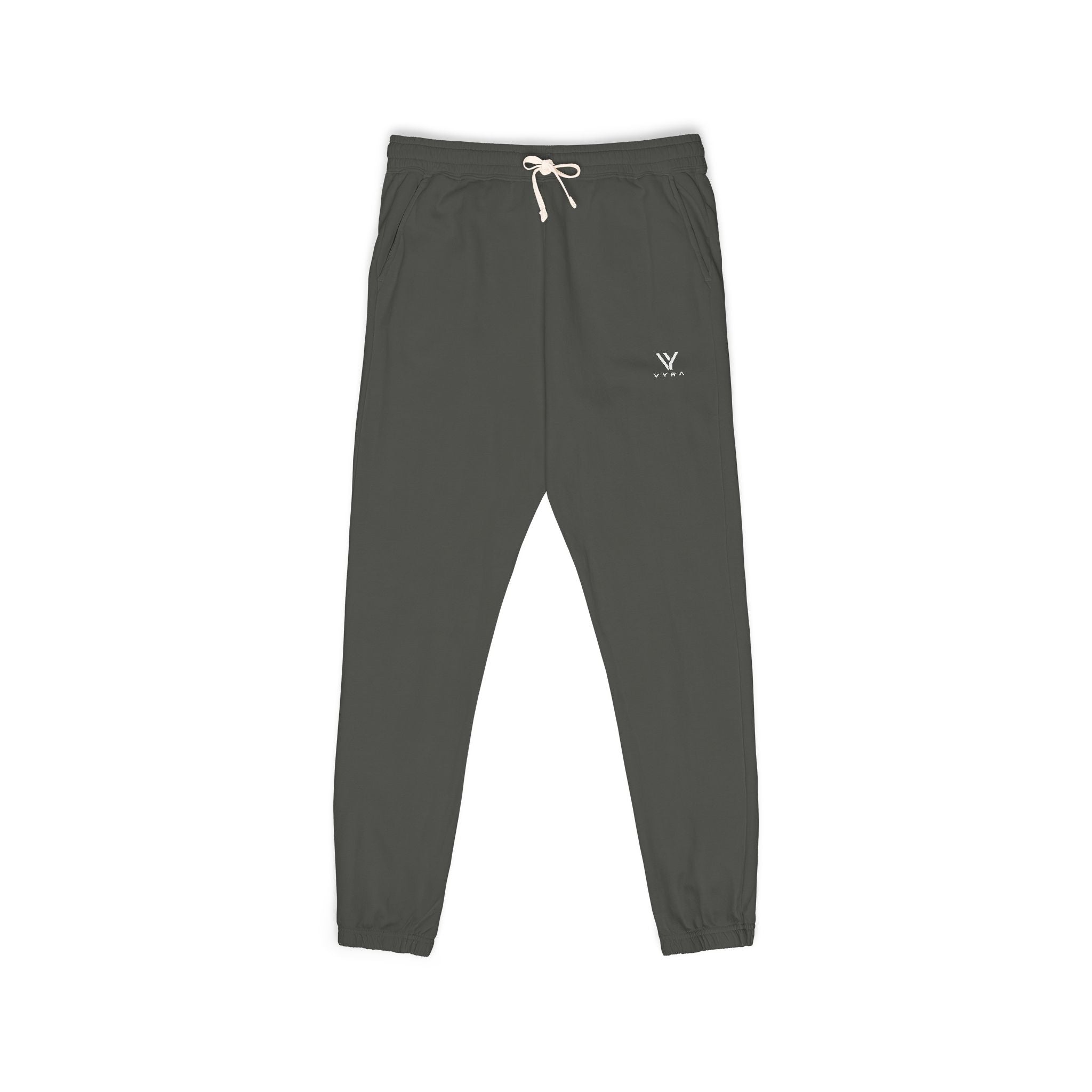 Minimal Logo Sweatpants — Garment-Dyed Fleece Joggers