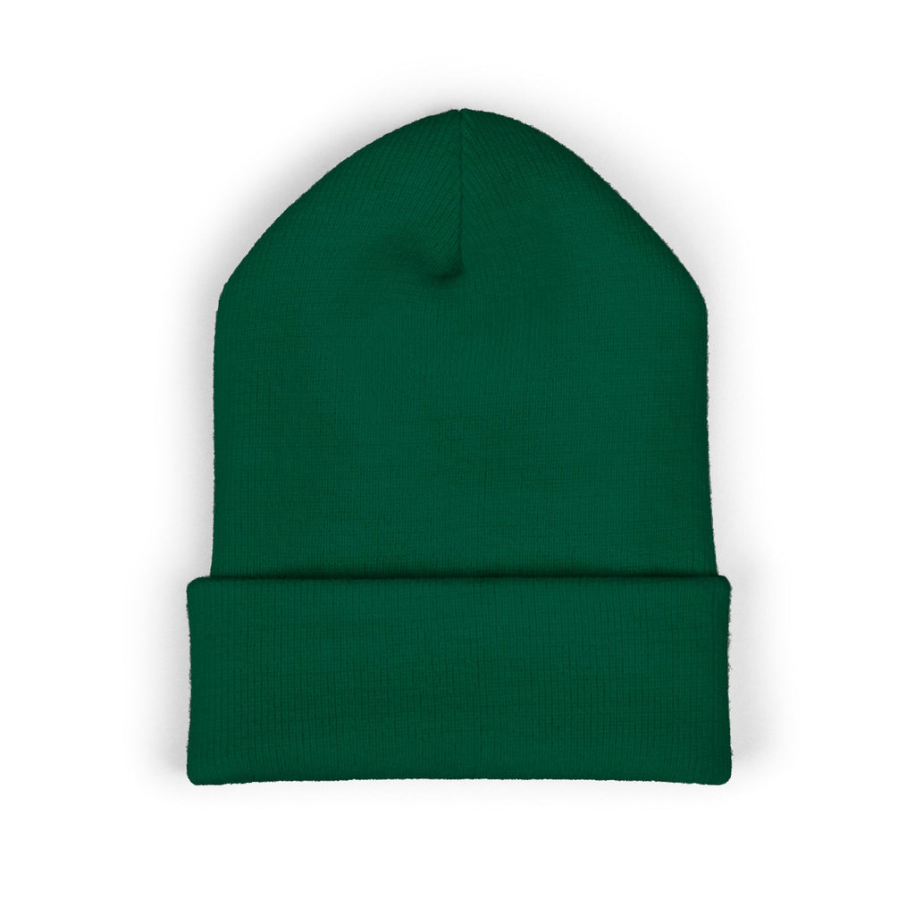 Embroidered 'VYRA' Cuffed Beanie — Gothic Logo Knit Hat