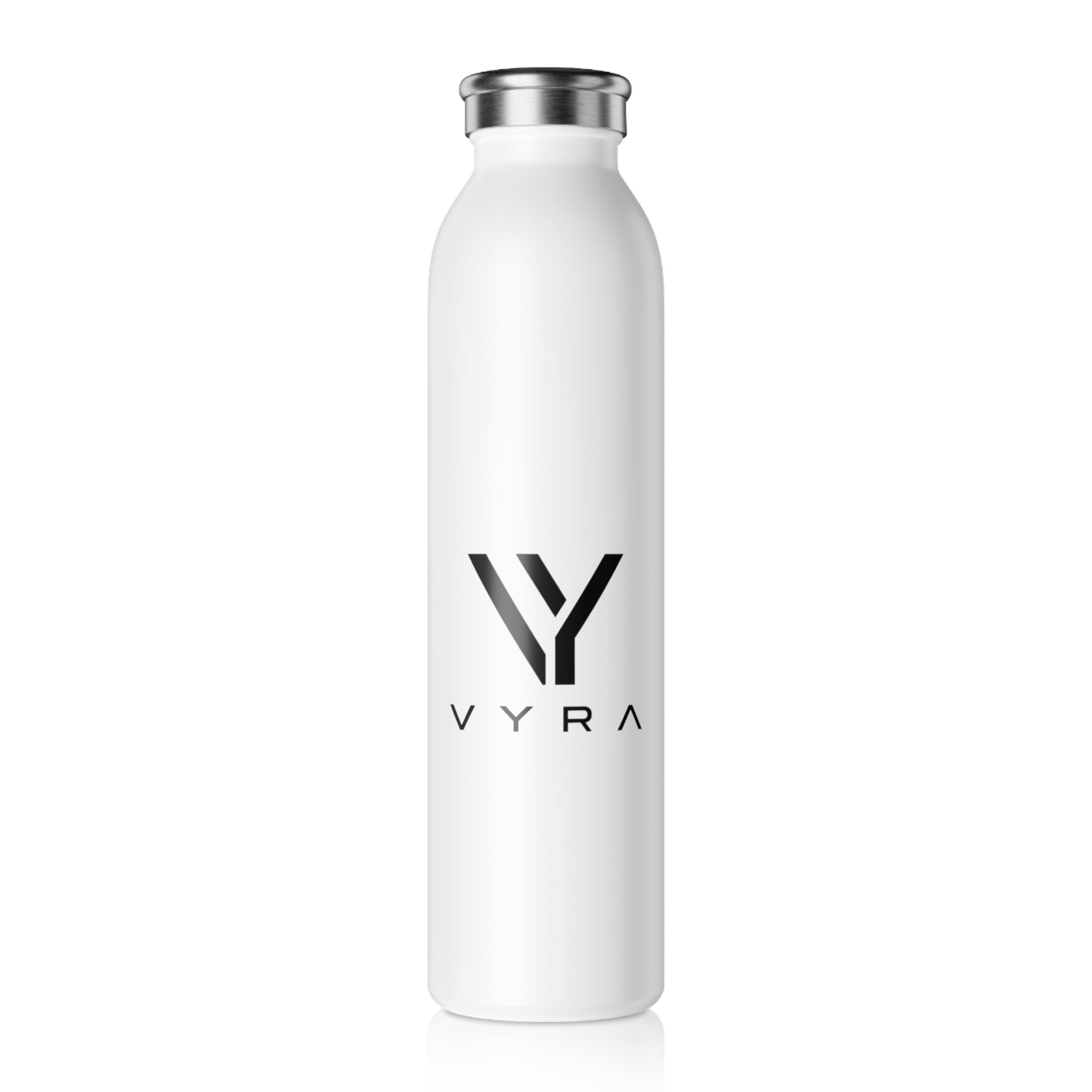 Minimal Stainless Steel Slim Water Bottle — Vacuum-Sealed, White with Subtle Logo