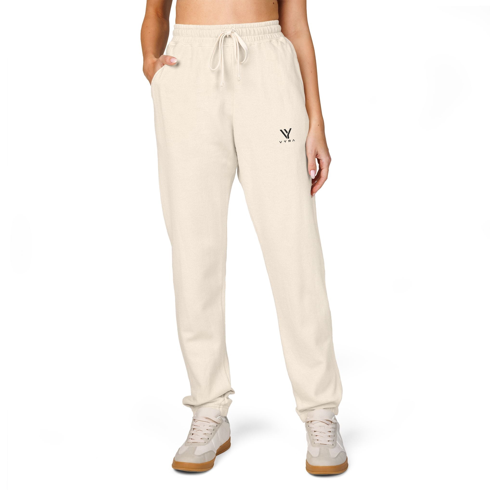 Minimal Logo Sweatpants — Garment-Dyed Fleece Joggers