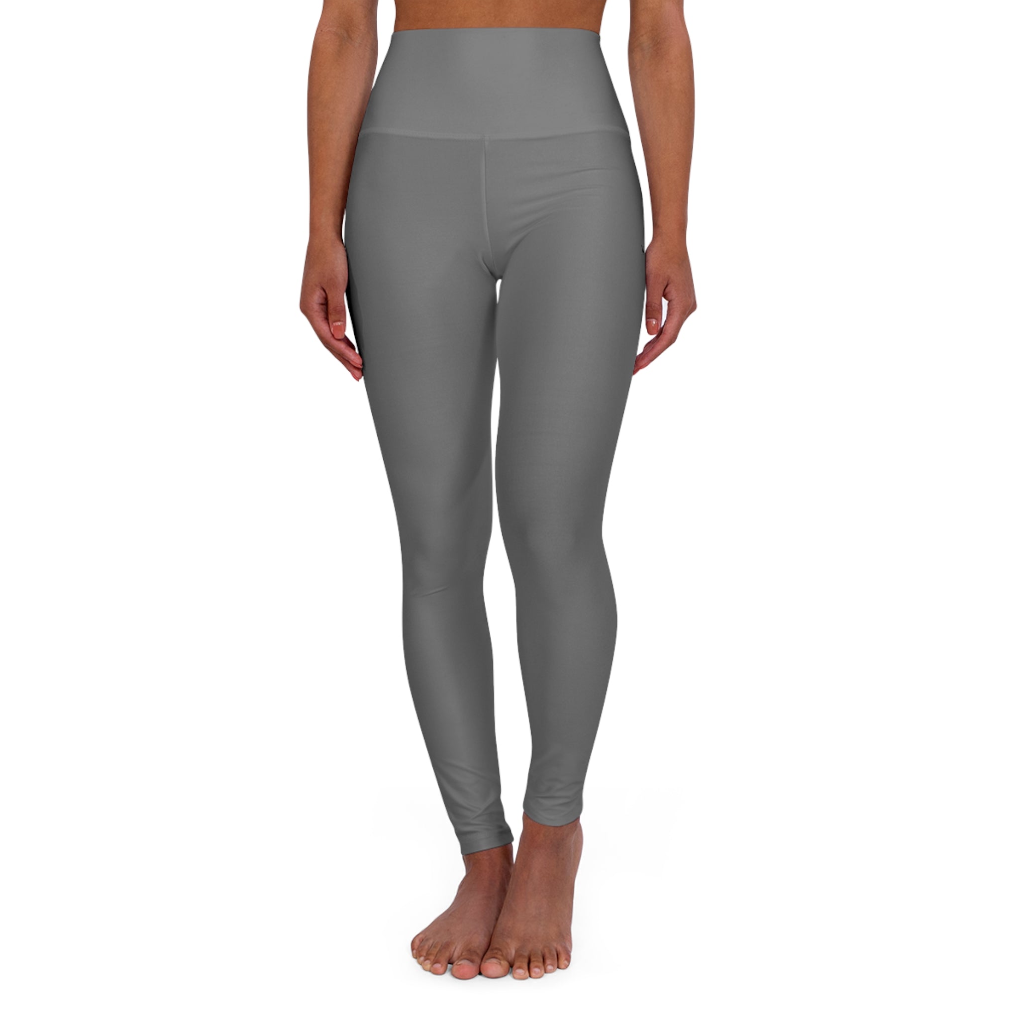 Minimal Logo High-Waisted Yoga Leggings — Grey All-Over Print