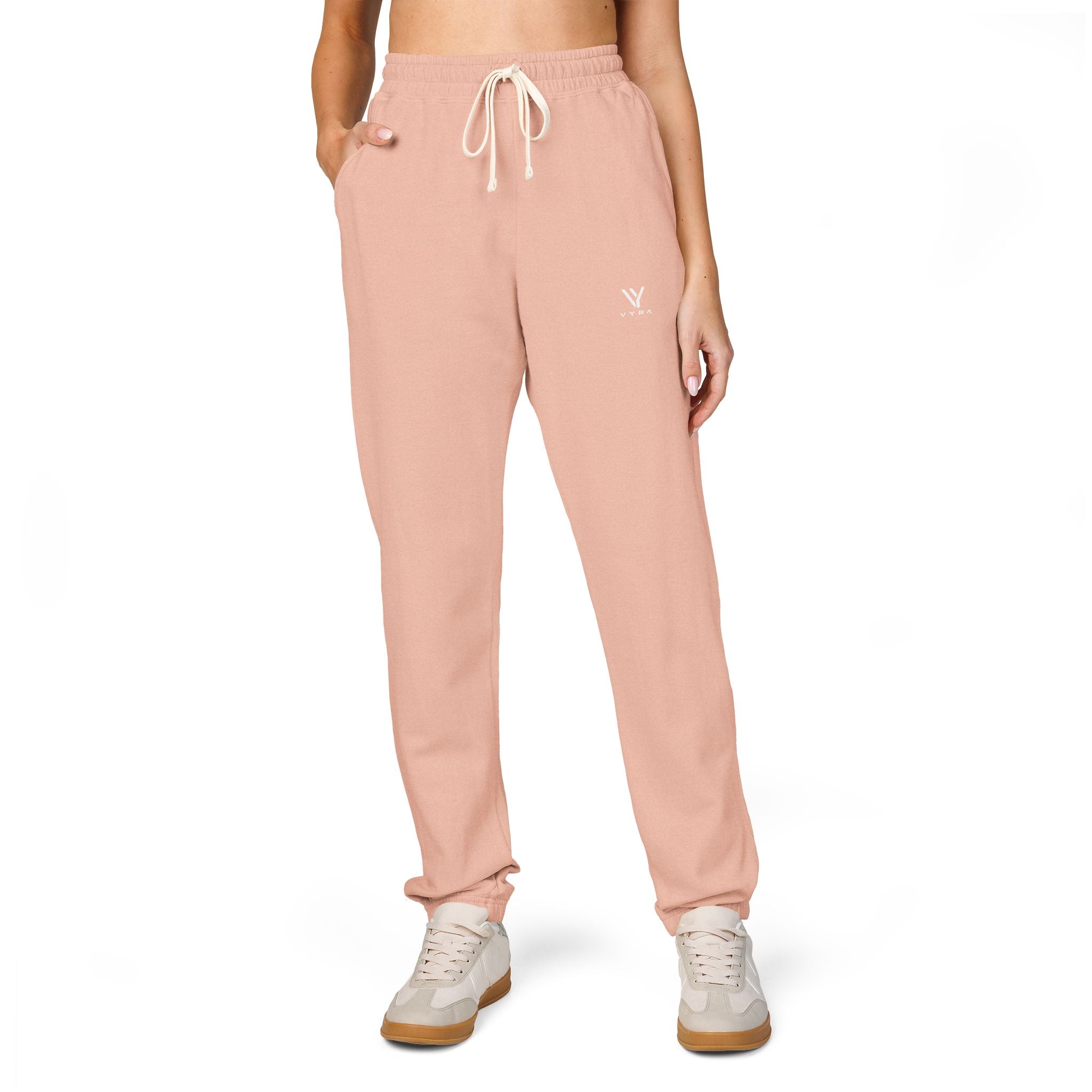 Minimal Logo Sweatpants — Garment-Dyed Fleece Joggers