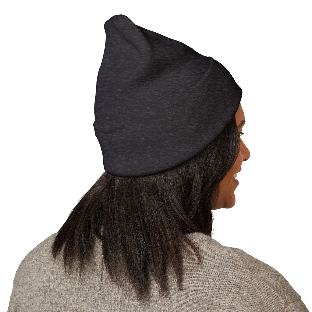 Embroidered 'VYRA' Cuffed Beanie — Gothic Logo Knit Hat