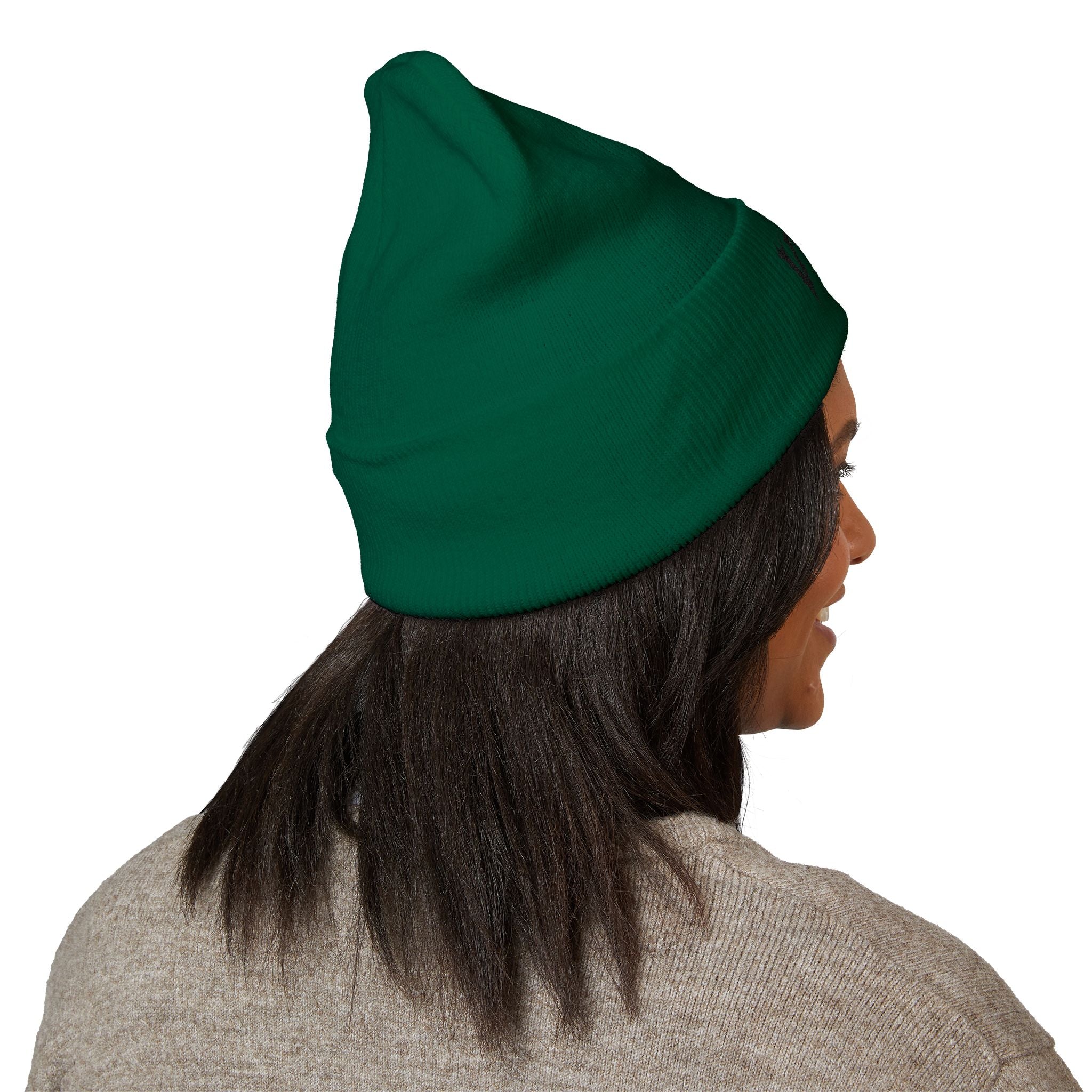 Embroidered 'VYRA' Cuffed Beanie — Gothic Logo Knit Hat